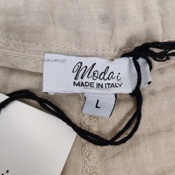 Modai Women's NEW Shorts Size L Beige Cotton Lined Eyelet Resortwear Lightweight - Picture 3 of 10